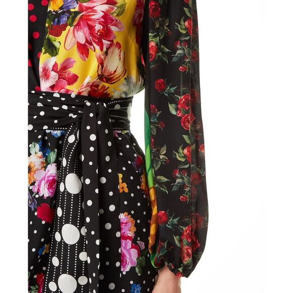 NWT DOLCE & GABBANA Printed Patchwork Blouse Belted Multicolor IT 38 XS - Picture 5 of 9